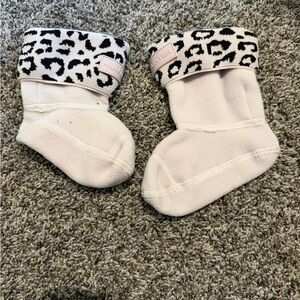 Hunter Infant Booties with Animal Print Cuff